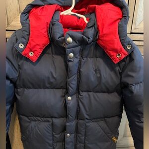 Polo by Ralph Lauren Dark Blue Puffer with Bright Red Hood
